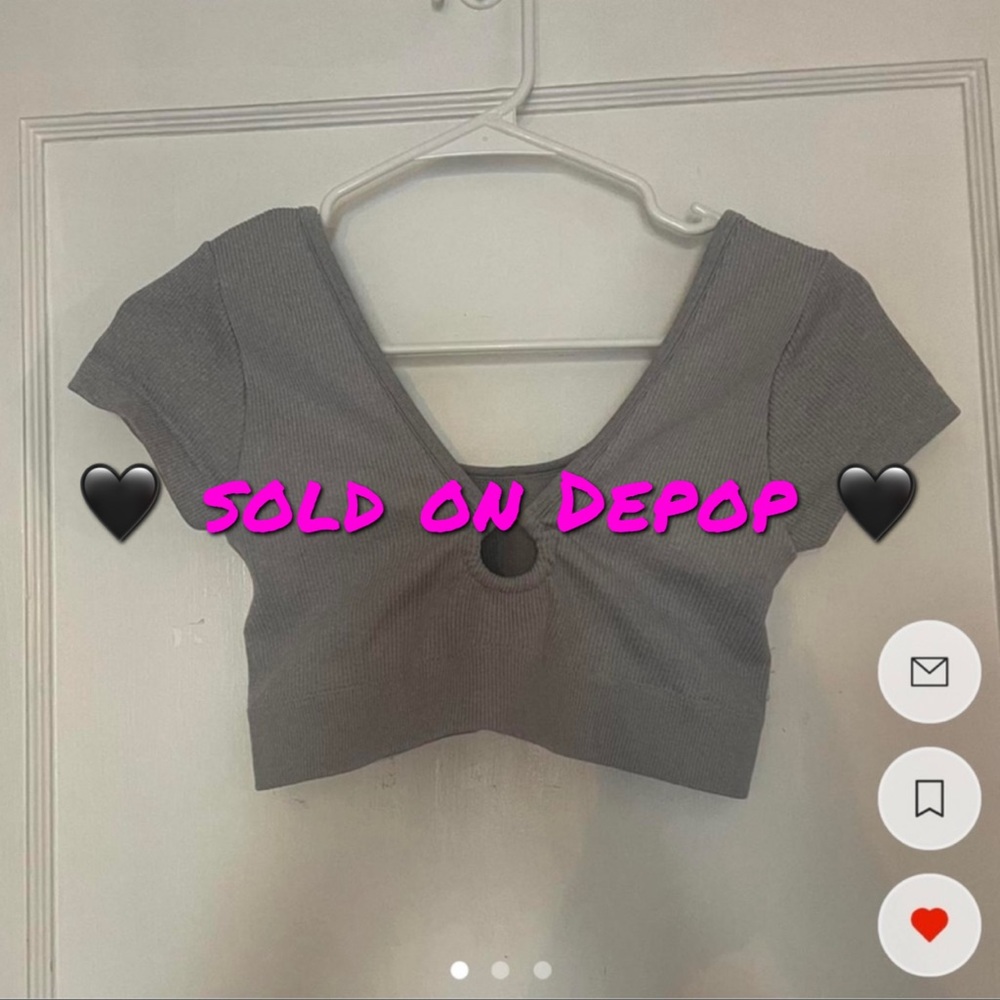 🖤 SOLD 🖤 NWOT Aerie Grey Cropped Keyhole Short Sleeve Bra Top